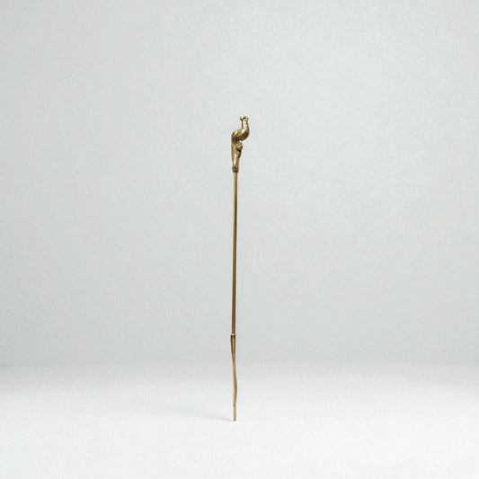 55cm Extra Long-Handle Brass Shoehorn, Peacock Shape Handle