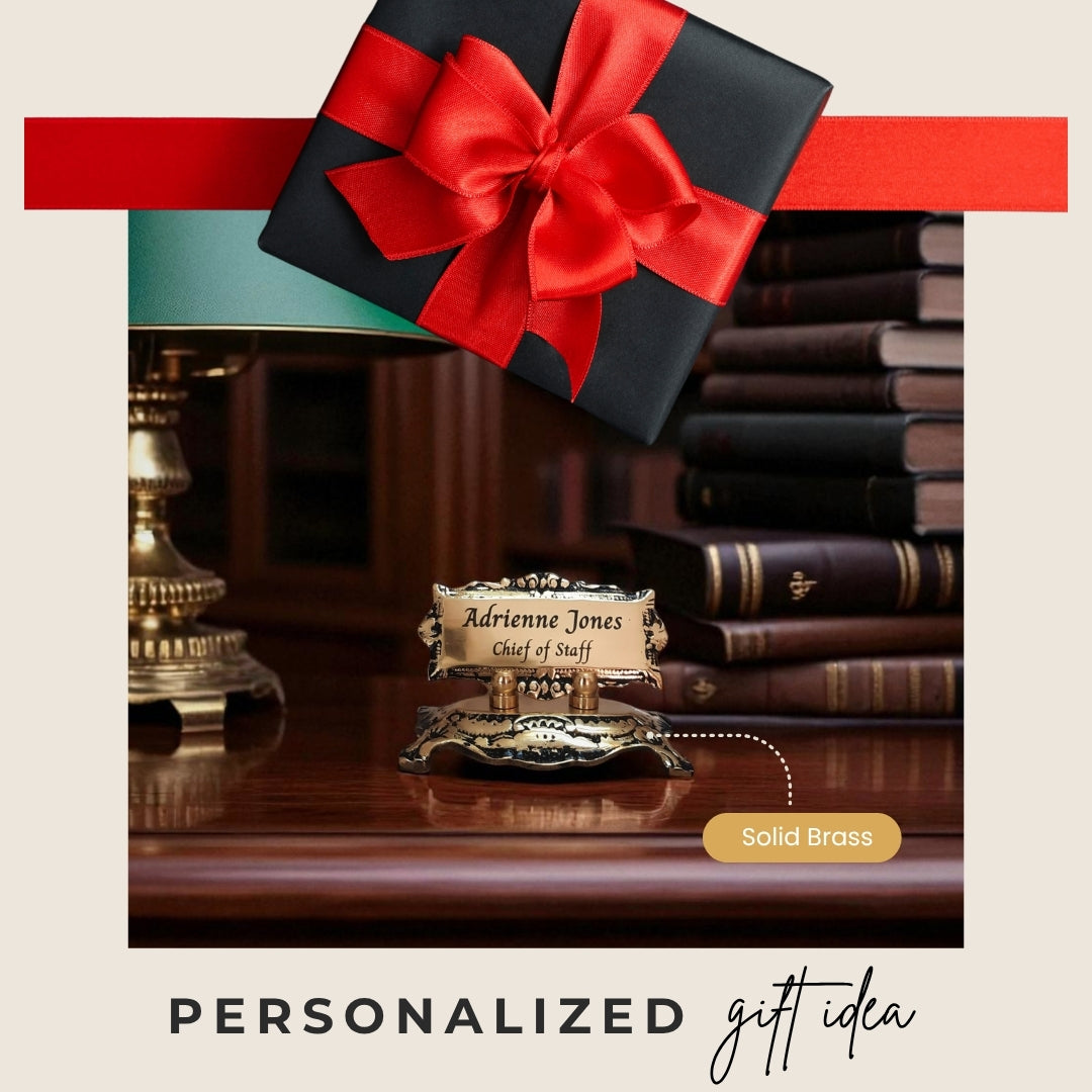 Personalized Brass Desk Name Plate – Custom Office Name Sign – Engraved Solid Brass Nameplate