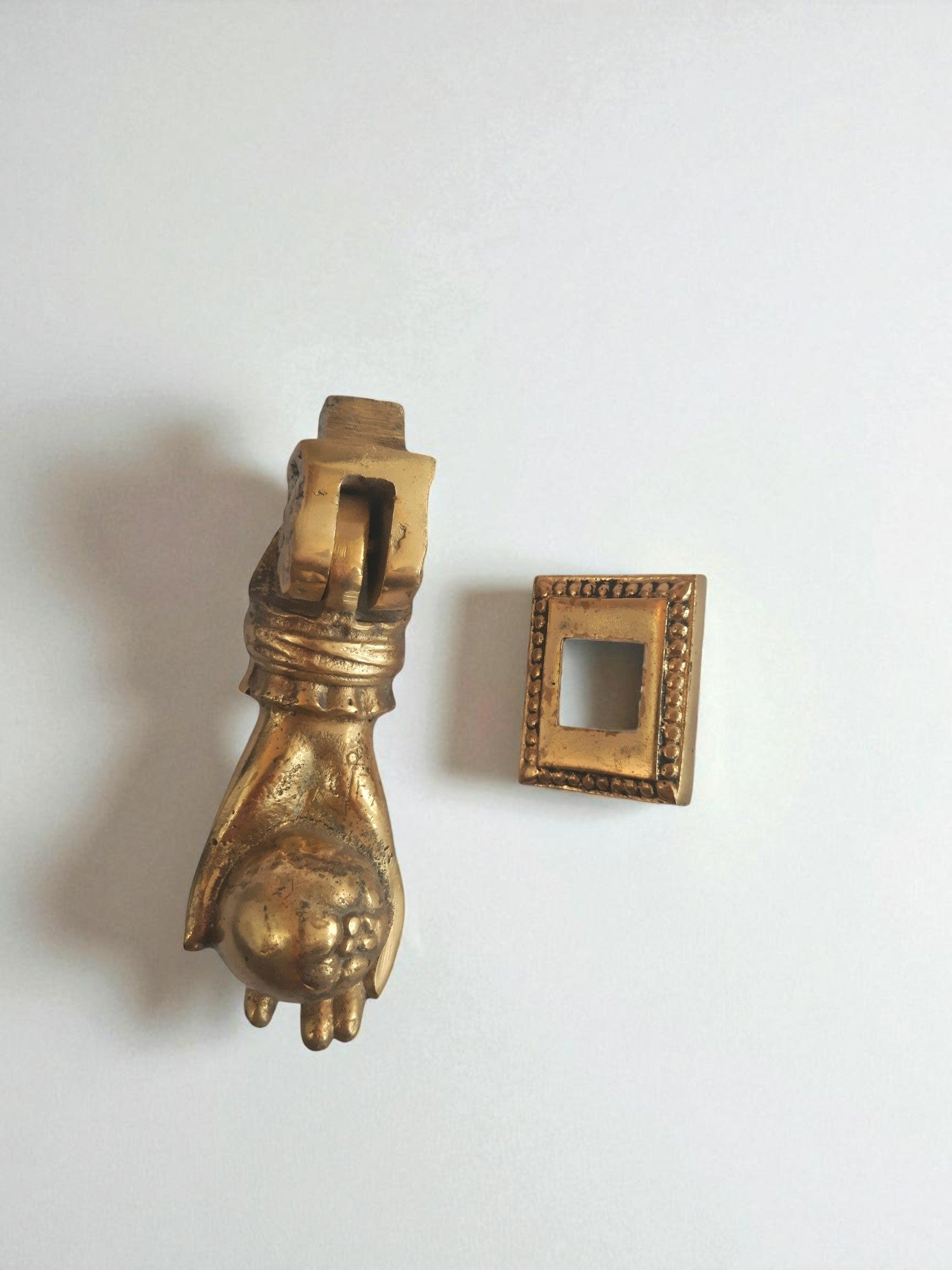 13cm Handcrafted Brass Fatima's Hand Door Knocker, Vintage Home Decor