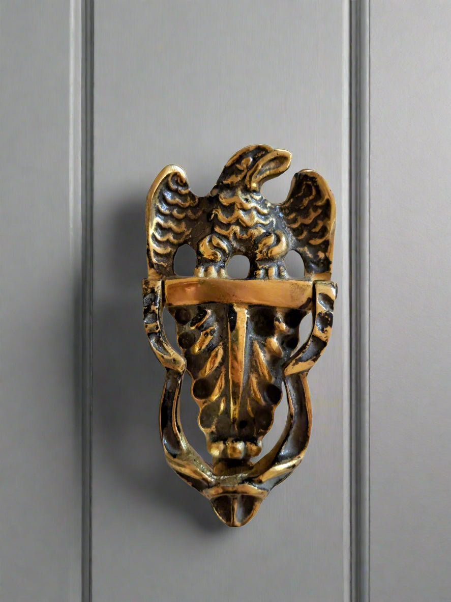 Antique Gold Brass Eagle Door Knocker – Solid Vintage Style Entryway Decor