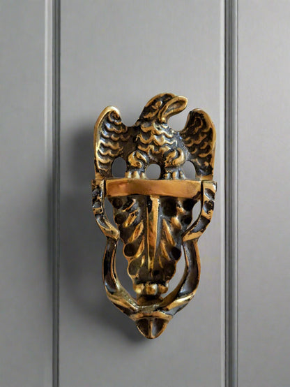 Antique Gold Brass Eagle Door Knocker – Solid Vintage Style Entryway Decor