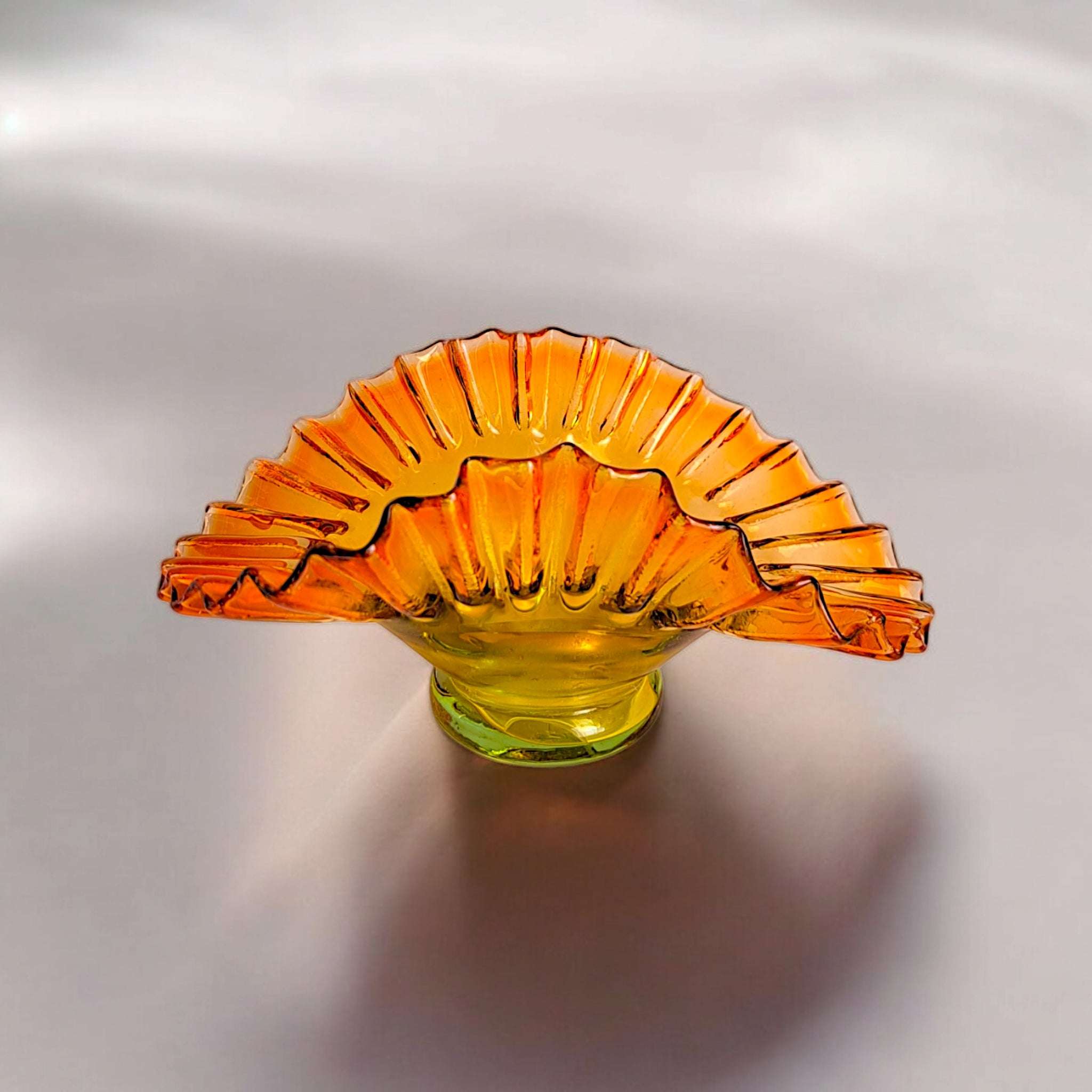 Decorative Murano Glass Bowl | Orange Glass Candy Dish with Pontil Mark | Elegant European Glass Decor
