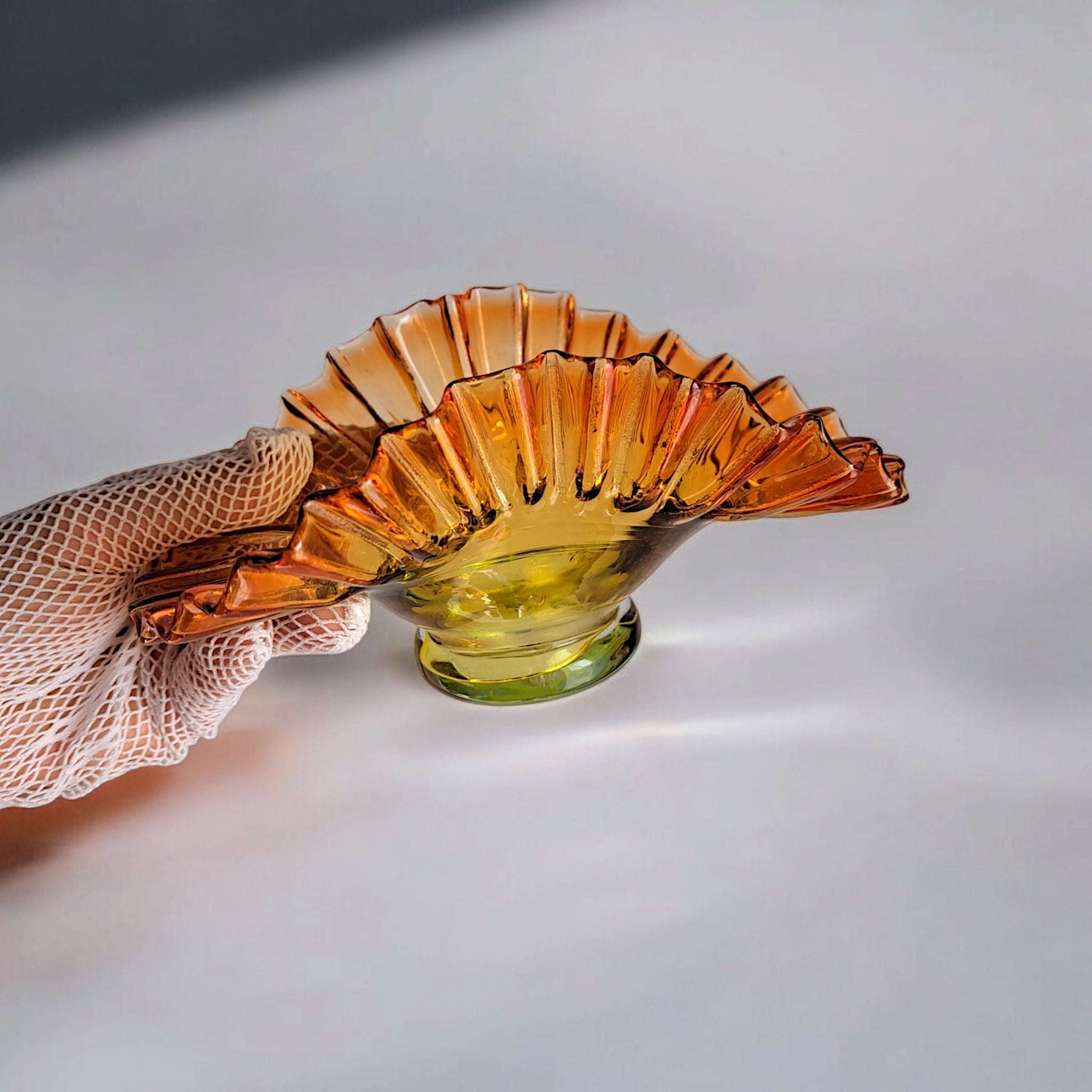 Decorative Murano Glass Bowl | Orange Glass Candy Dish with Pontil Mark | Elegant European Glass Decor