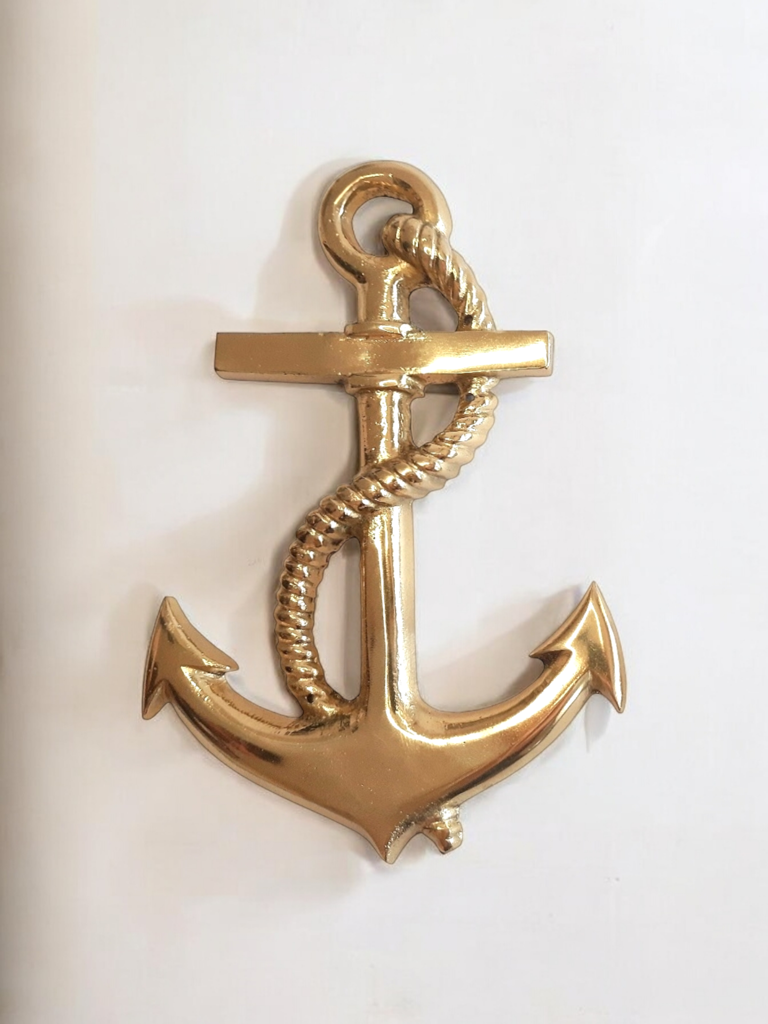 Pirinç Denizci Çapa Duvar Dekoru – Antika ve Ayna Altın Seçenekleri – Vintage Denizcilik Stili, 19,5 cm x 13 cm