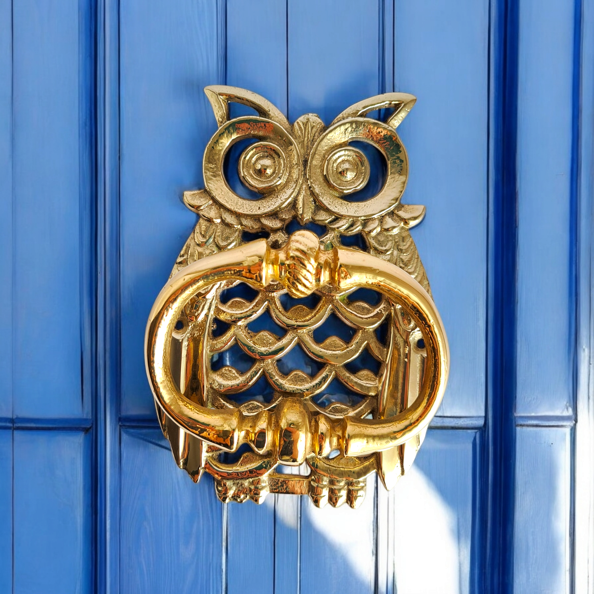 Gold Brass Owl Door Knocker – Handcrafted Unique Design