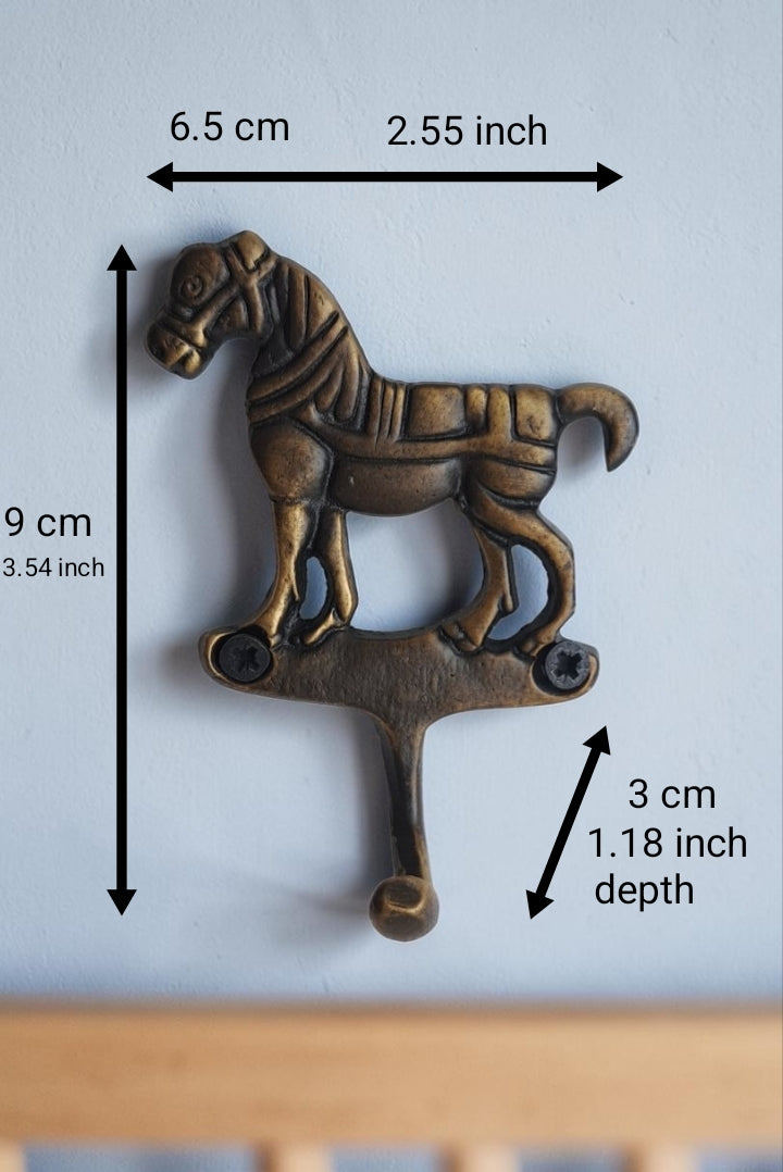Brass Horse Wall Hook | Vintage Equestrian Coat & Robe Hanger