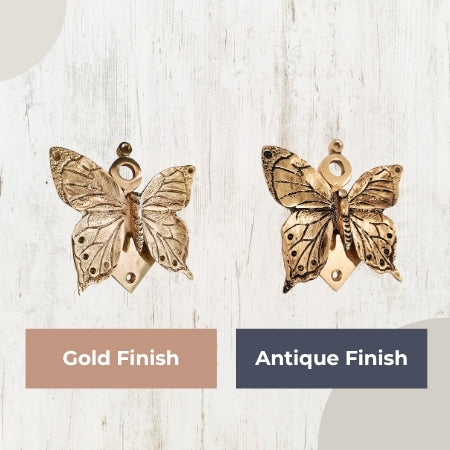 Solid Brass Butterfly Door Knocker – Gold & Antique Gold