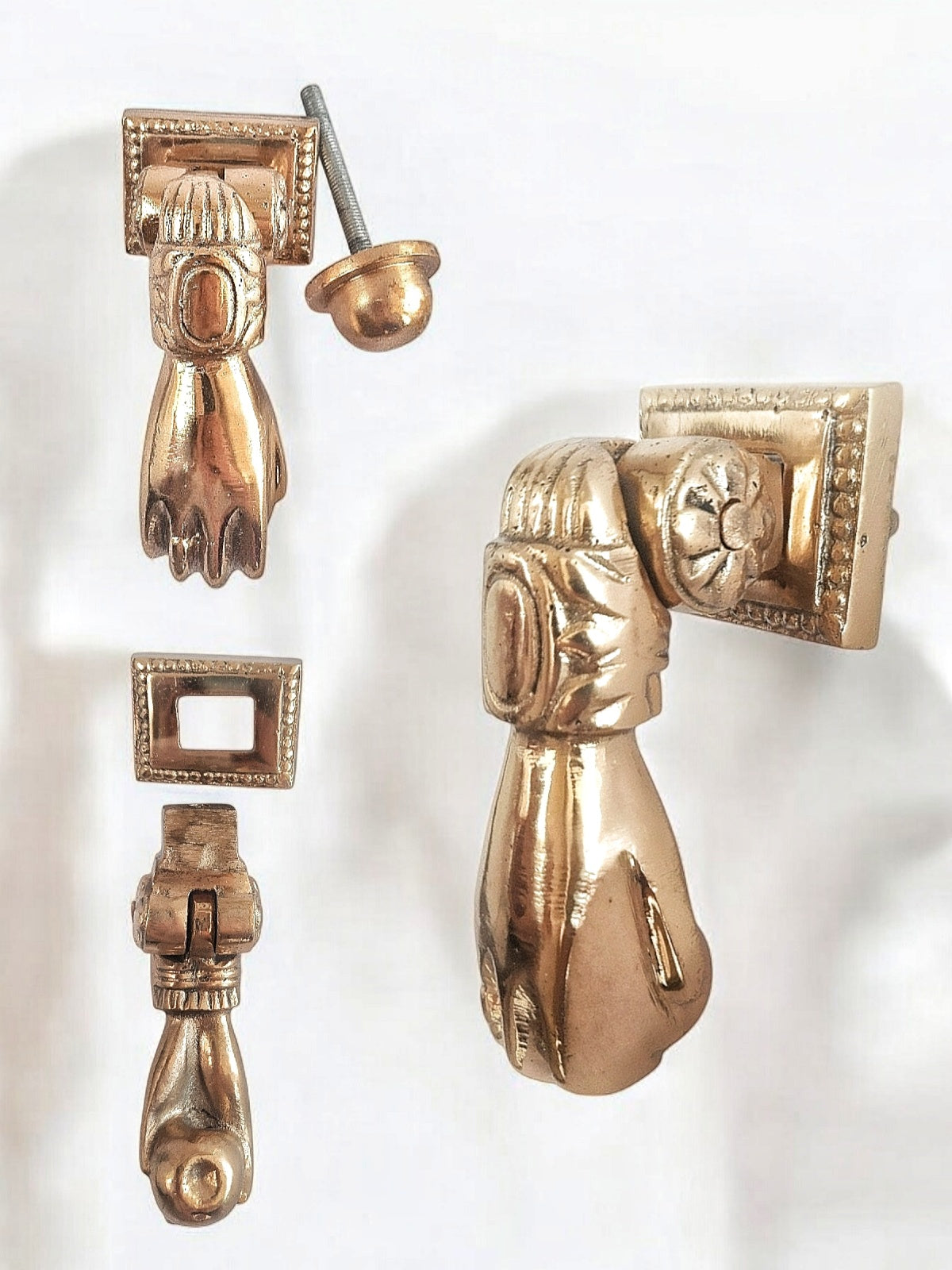 Solid Brass Fatima's Hand Door Knocker – Mirror Gold