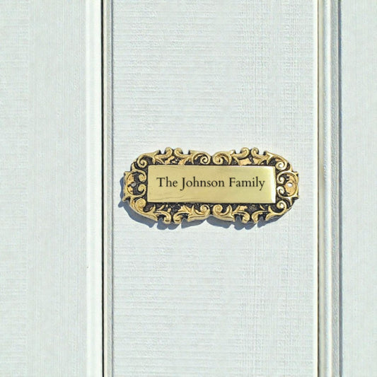 Custom Solid Brass Name Plaque – Personalized Family Name & House Number Wall Sign