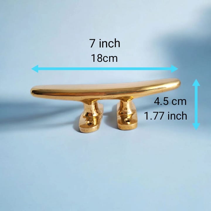 7” Brass Boat Cleat – Vintage 18cm Nautical Rope Tie for Coastal & Marine Decor