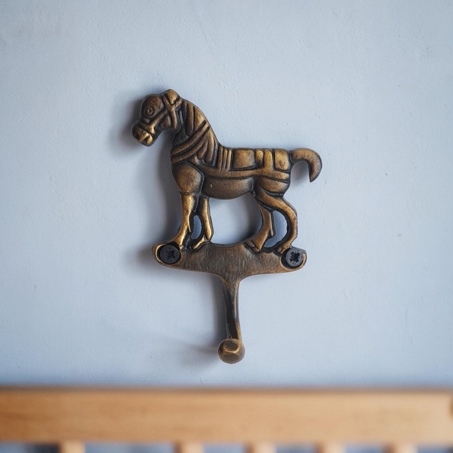 Brass Horse Wall Hook | Vintage Equestrian Coat & Robe Hanger