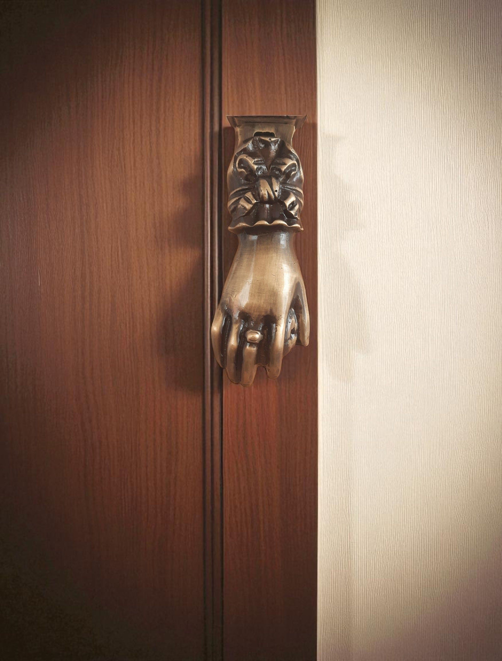 13cm Handcrafted Brass Fatima's Hand Door Knocker, Vintage Home Decor