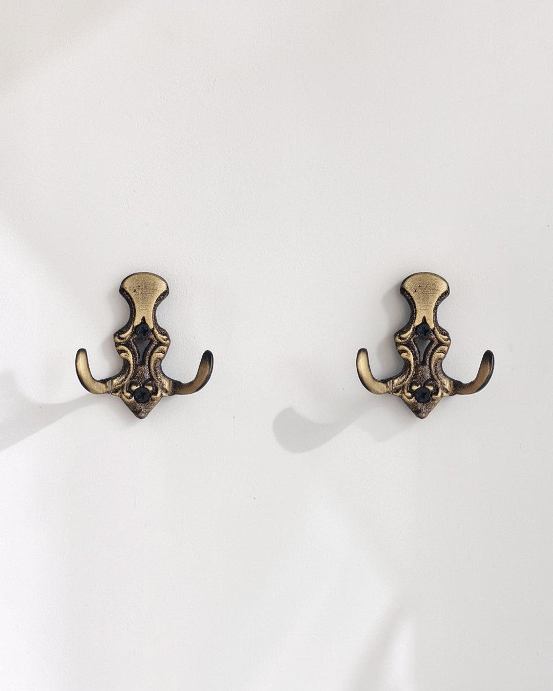 Antique Brass Double Wall Hook – Solid Brass Vintage Towel, Coat & Robe Hook for Bathroom, Kitchen, Entryway