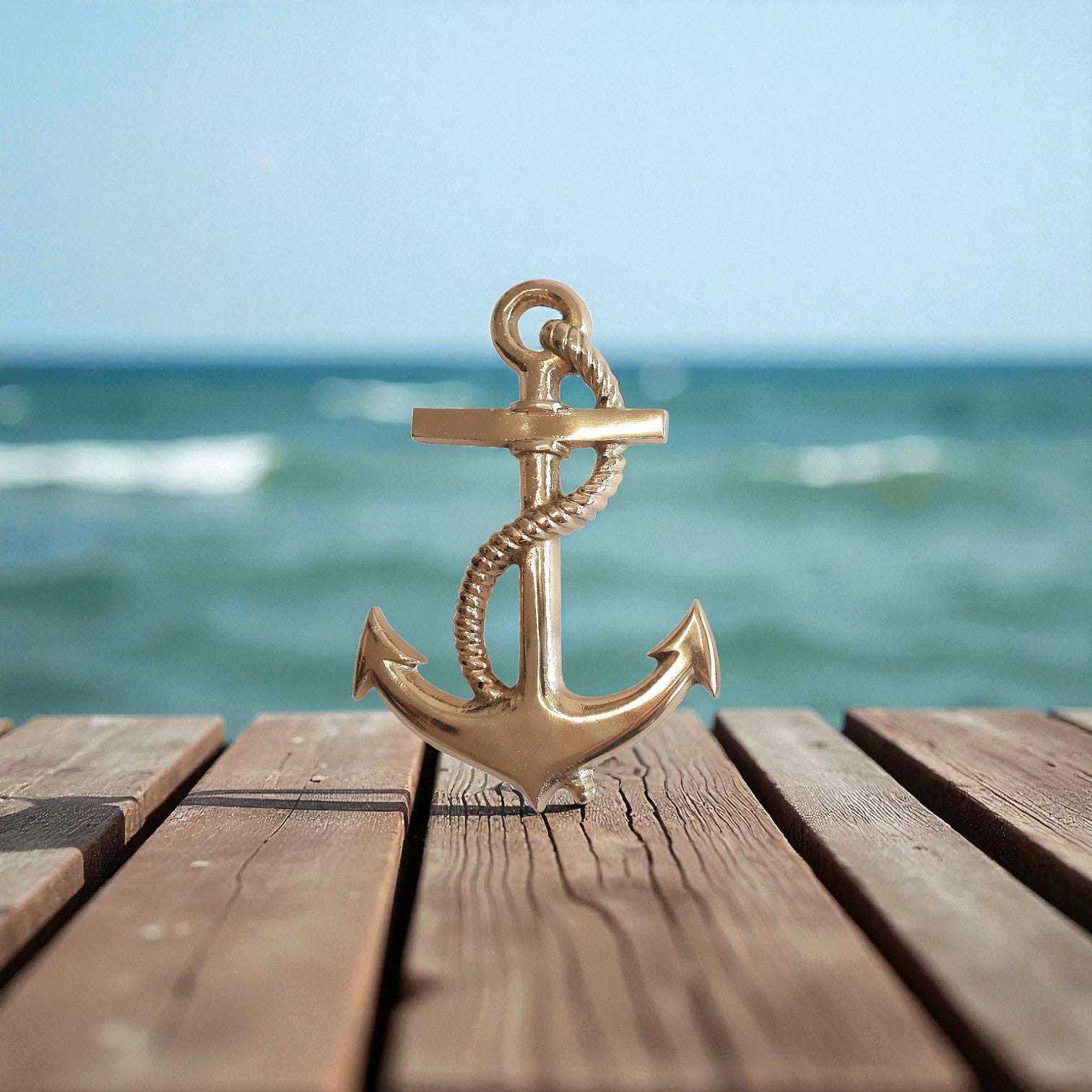 Brass Nautical Anchor Wall Decor – Antique and Mirror Gold Options – Vintage Maritime Style, 19.5cm x 13cm