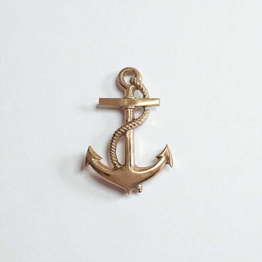 Brass Nautical Anchor Wall Decor – Antique and Mirror Gold Options – Vintage Maritime Style, 19.5cm x 13cm