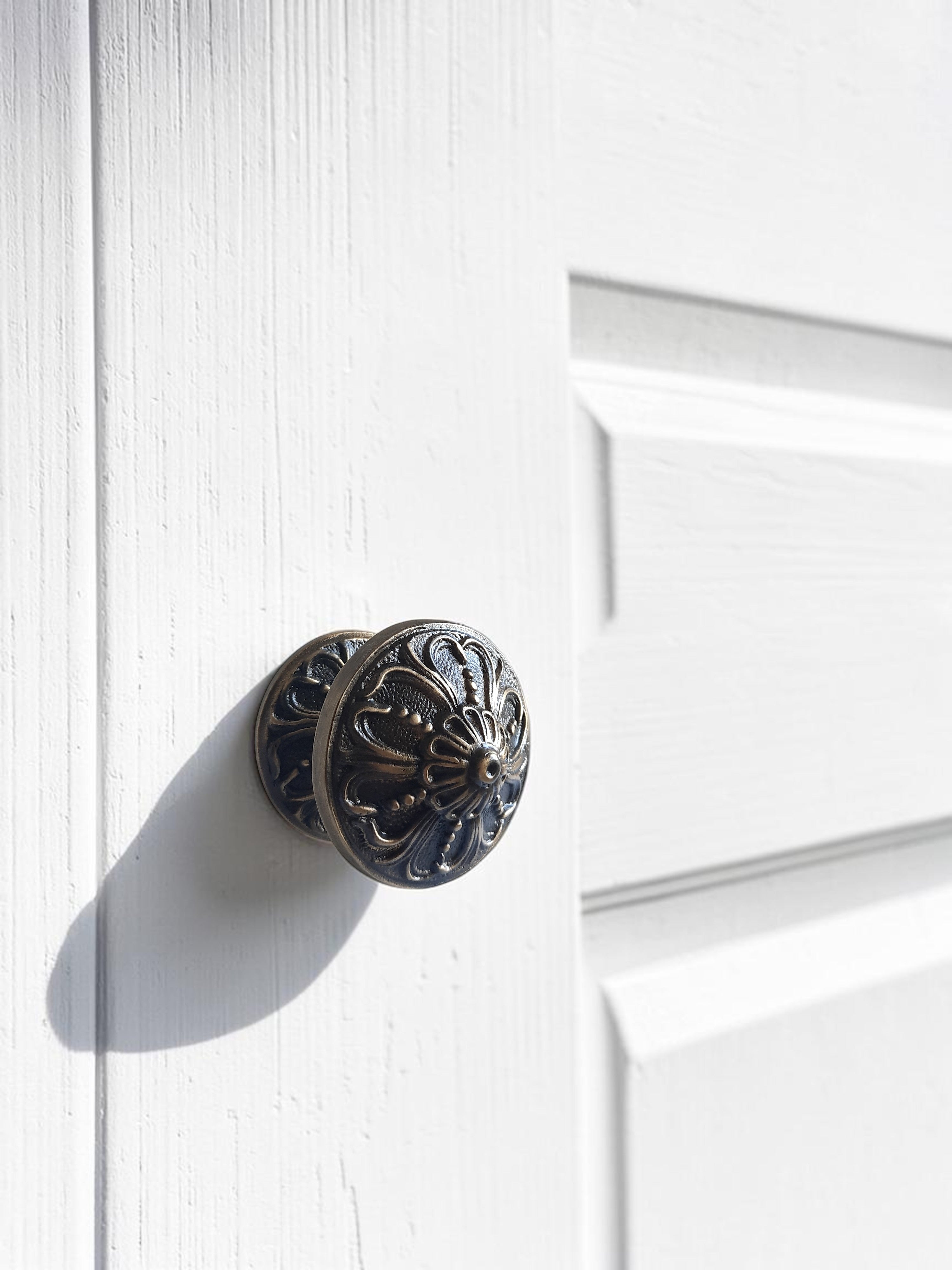 Handcrafted Solid Brass Front Door Knob – Antique Gold Exterior Entry Hardware