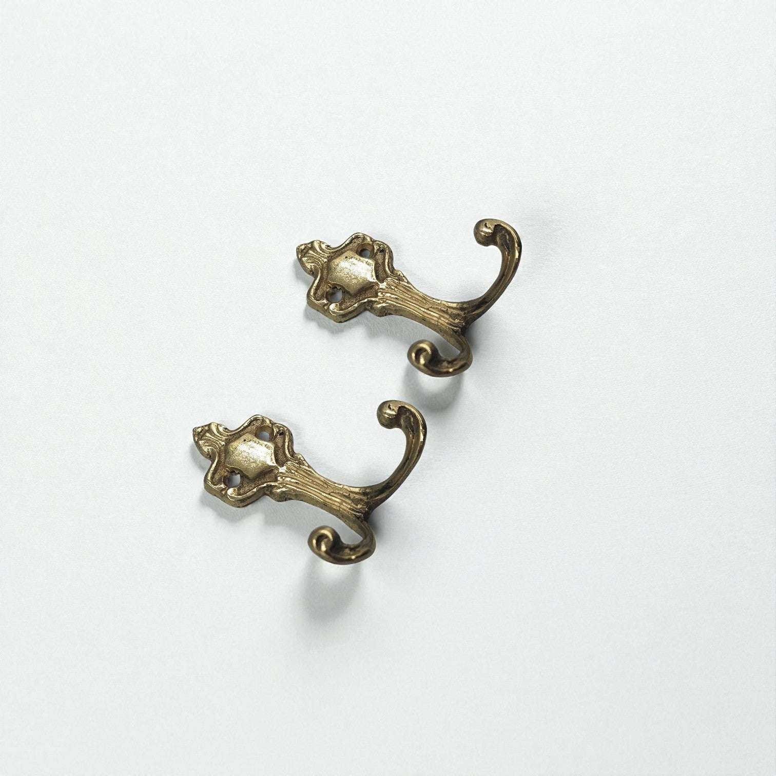 Luxury Solid Brass Double Hooks Set, Gold, 8cm, Bathroom Towel Hook, Vintage Wall Decor