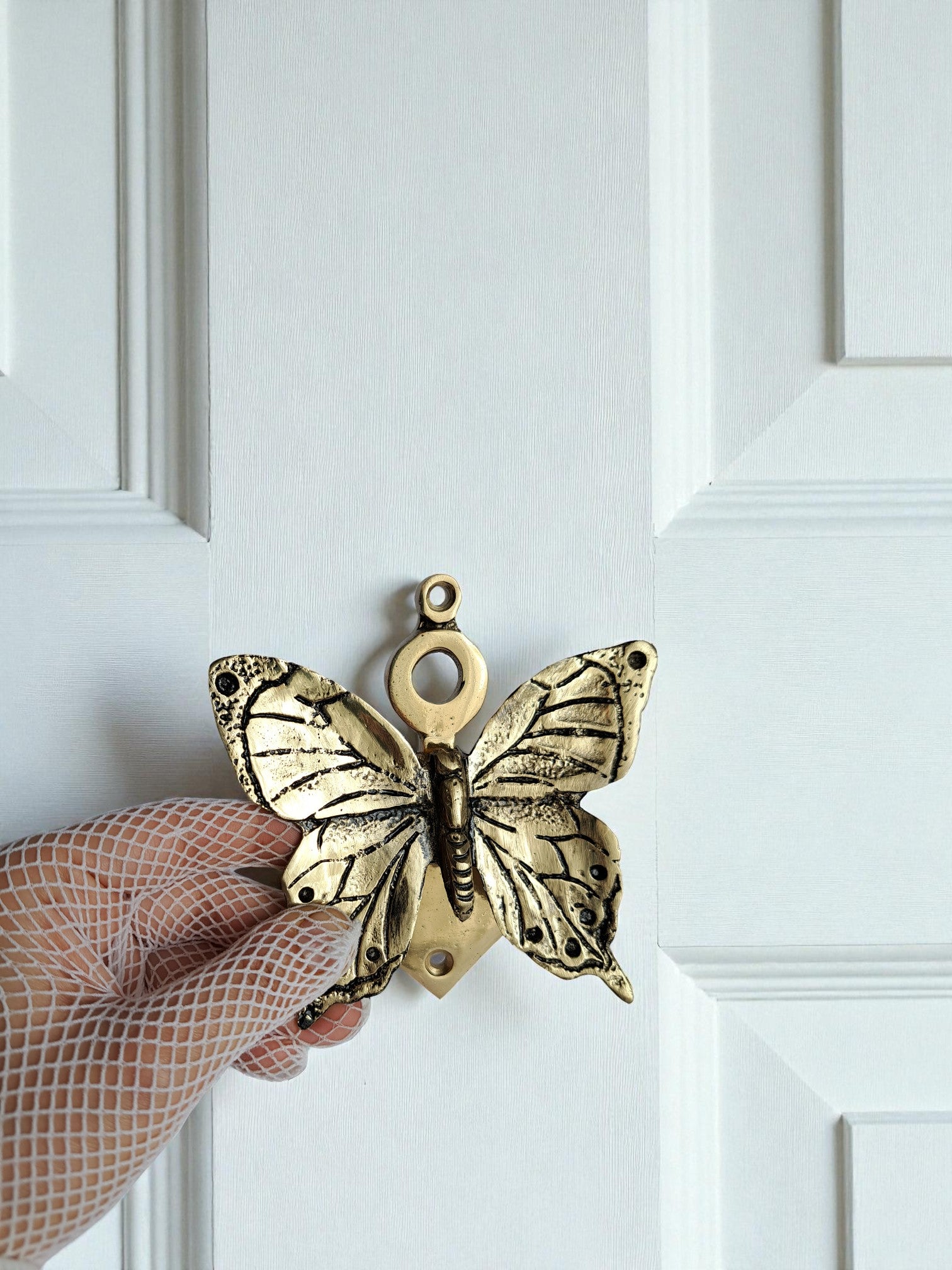 Solid Brass Butterfly Door Knocker – Gold & Antique Gold