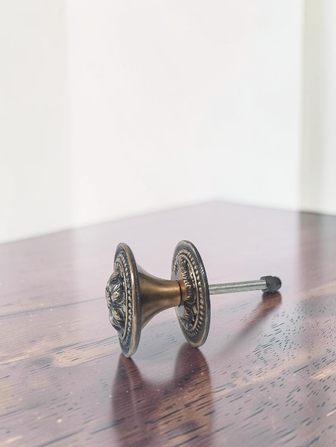 Vintage Brass Door Knob – Antique Gold Floral Entry Door Handle for Interior & Exterior Doors