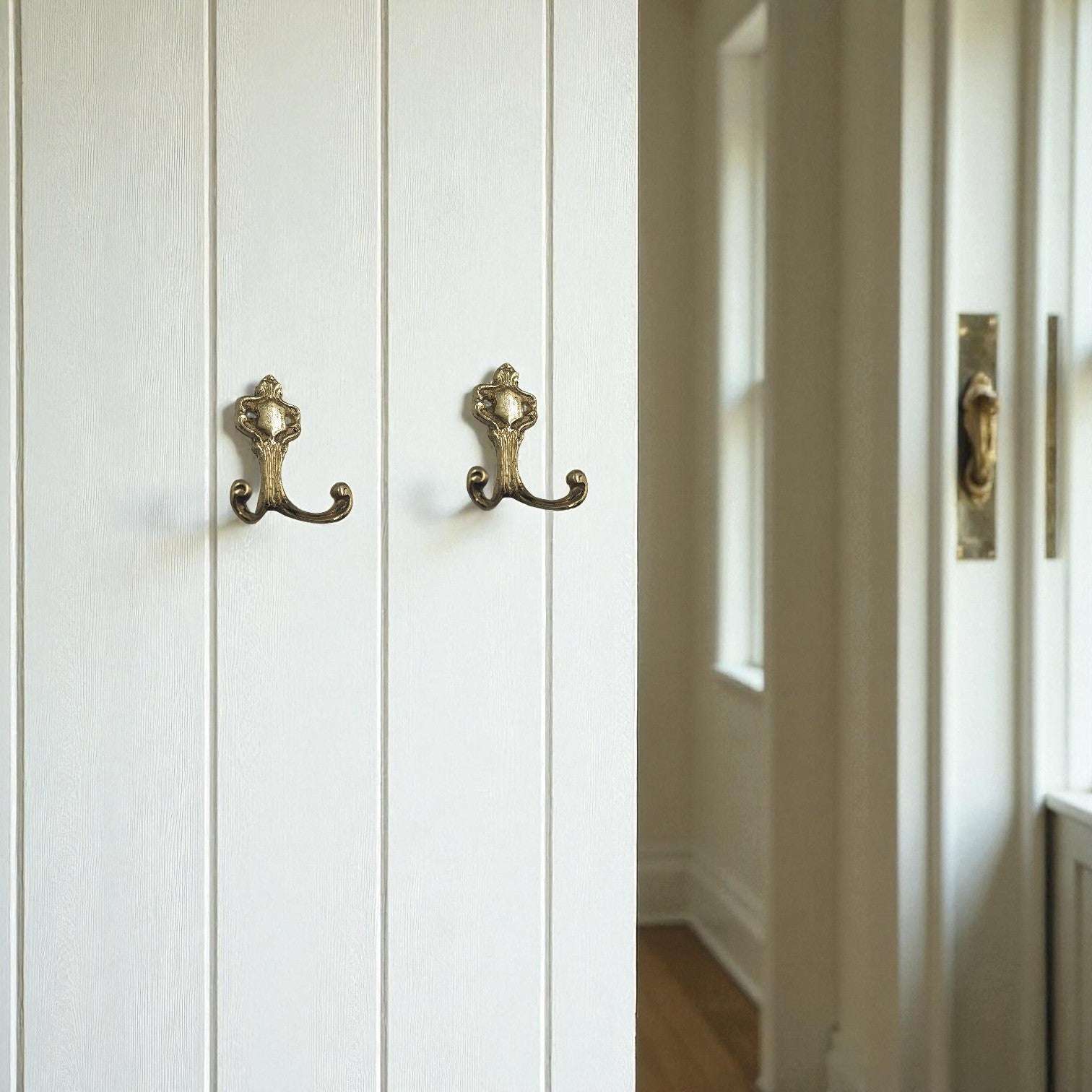 Luxury Solid Brass Double Hooks Set, Gold, 8cm, Bathroom Towel Hook, Vintage Wall Decor