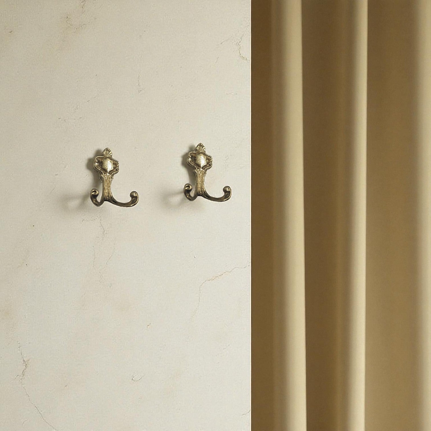 Luxury Solid Brass Double Hooks Set, Gold, 8cm, Bathroom Towel Hook, Vintage Wall Decor
