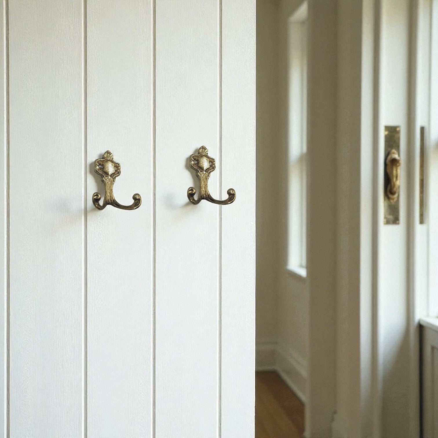 Luxury Solid Brass Double Hooks Set, Gold, 8cm, Bathroom Towel Hook, Vintage Wall Decor