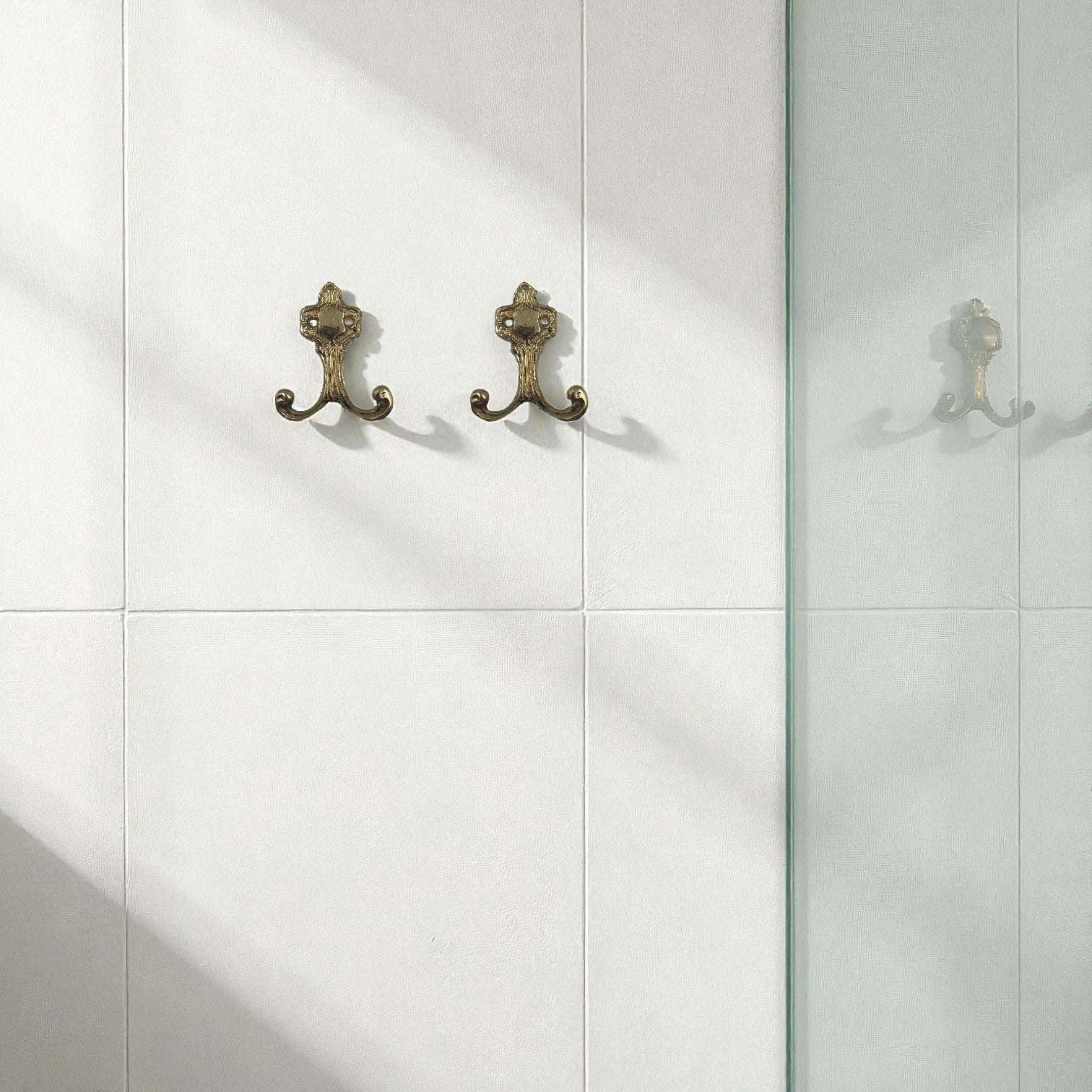 Luxury Solid Brass Double Hooks Set, Gold, 8cm, Bathroom Towel Hook, Vintage Wall Decor