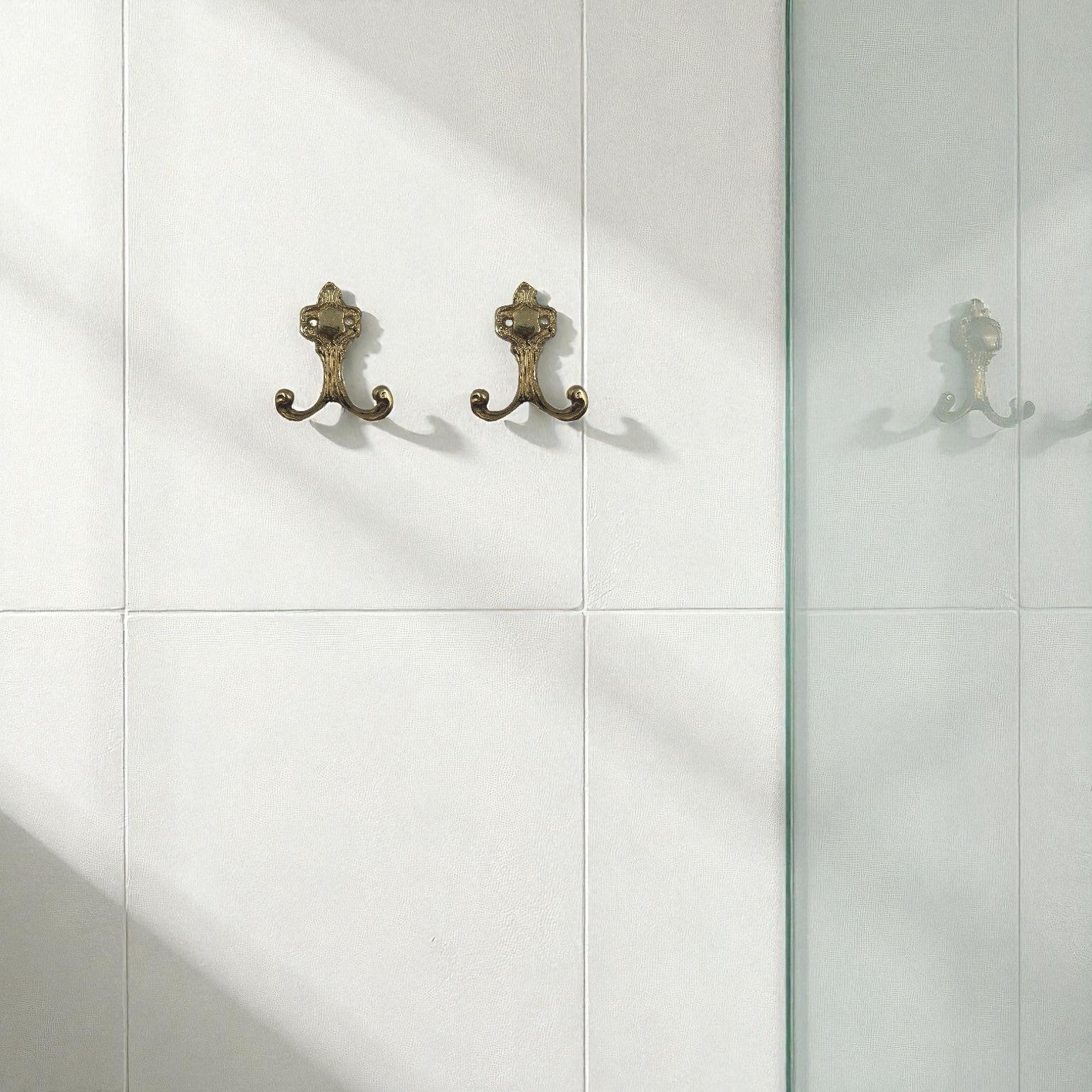 Luxury Solid Brass Double Hooks Set, Gold, 8cm, Bathroom Towel Hook, Vintage Wall Decor