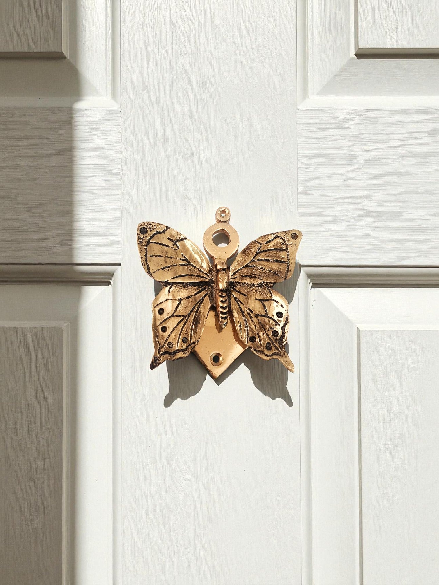 Solid Brass Butterfly Door Knocker – Gold & Antique Gold