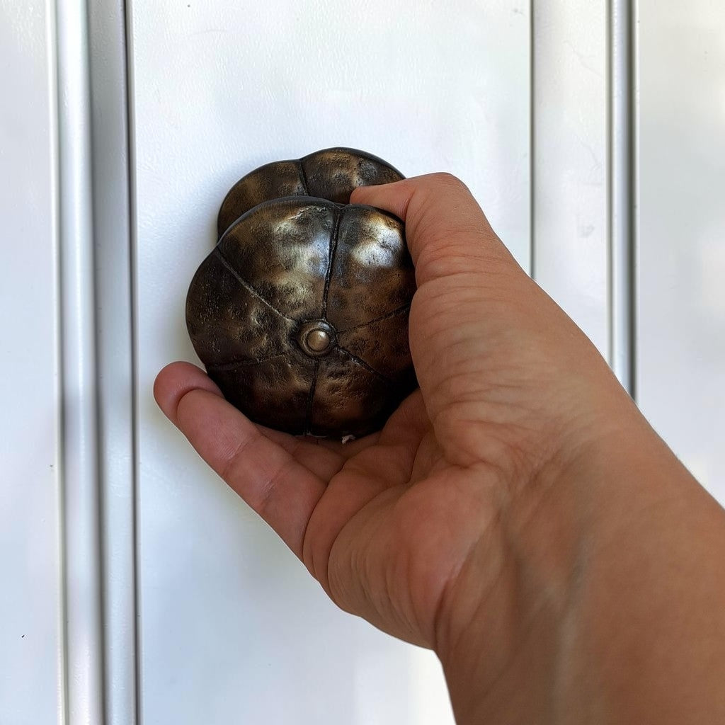 Handcrafted sand cast brass fixed door knob for vintage doors