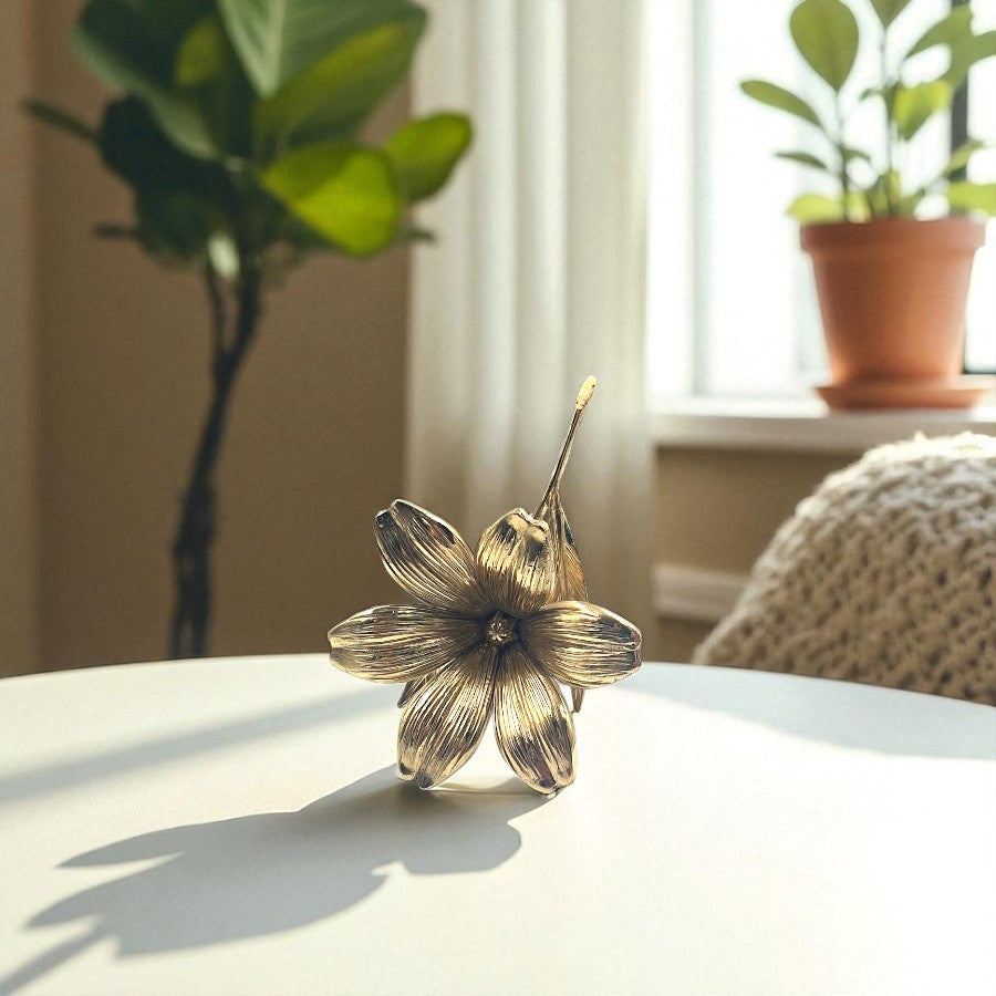 Handcrafted Brass Lotus Flower 22cm Mirror Gold