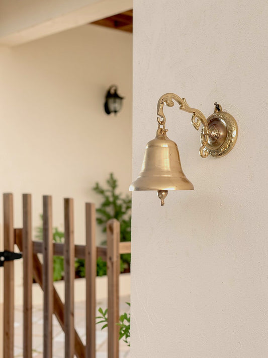 Solid Brass Wall Bell with Hanger – Vintage Garden Doorbell Wall Decor