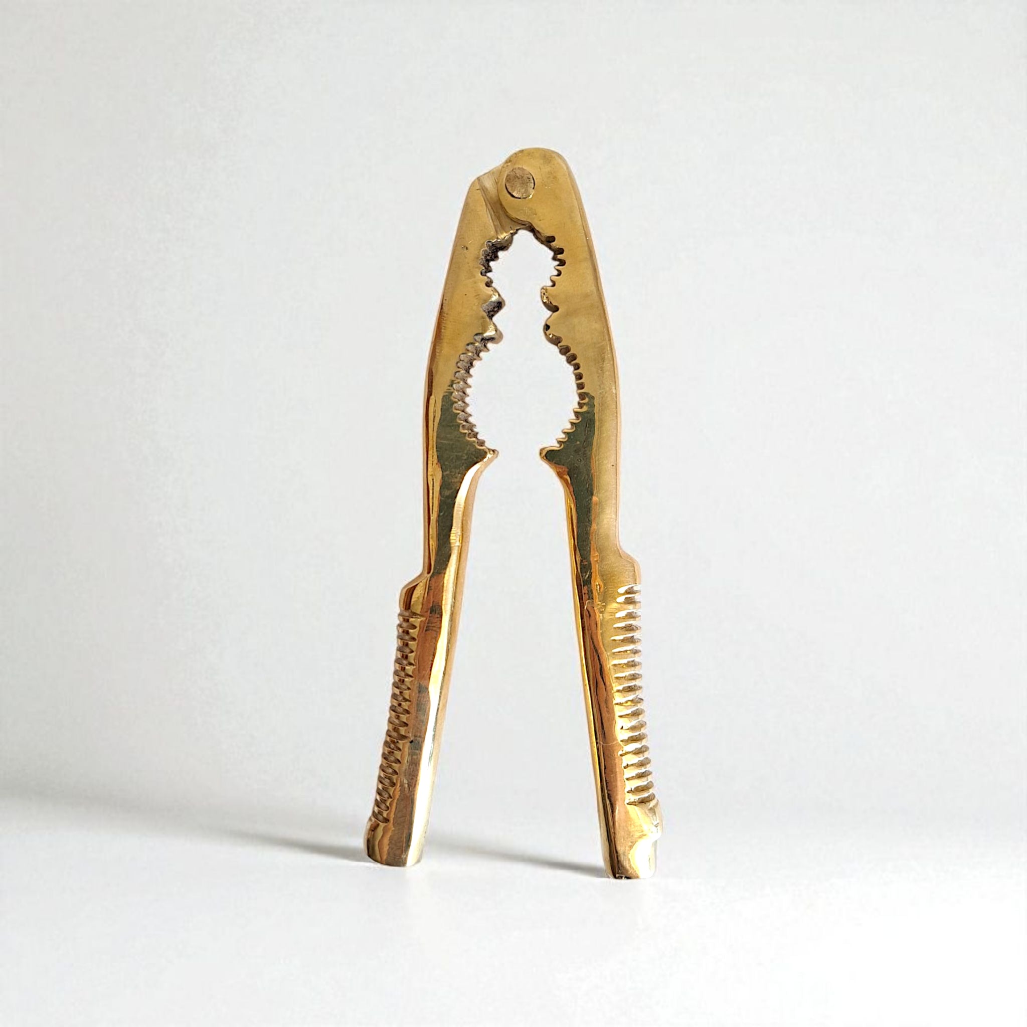 Vintage solid brass nutcracker in gold, 16cm