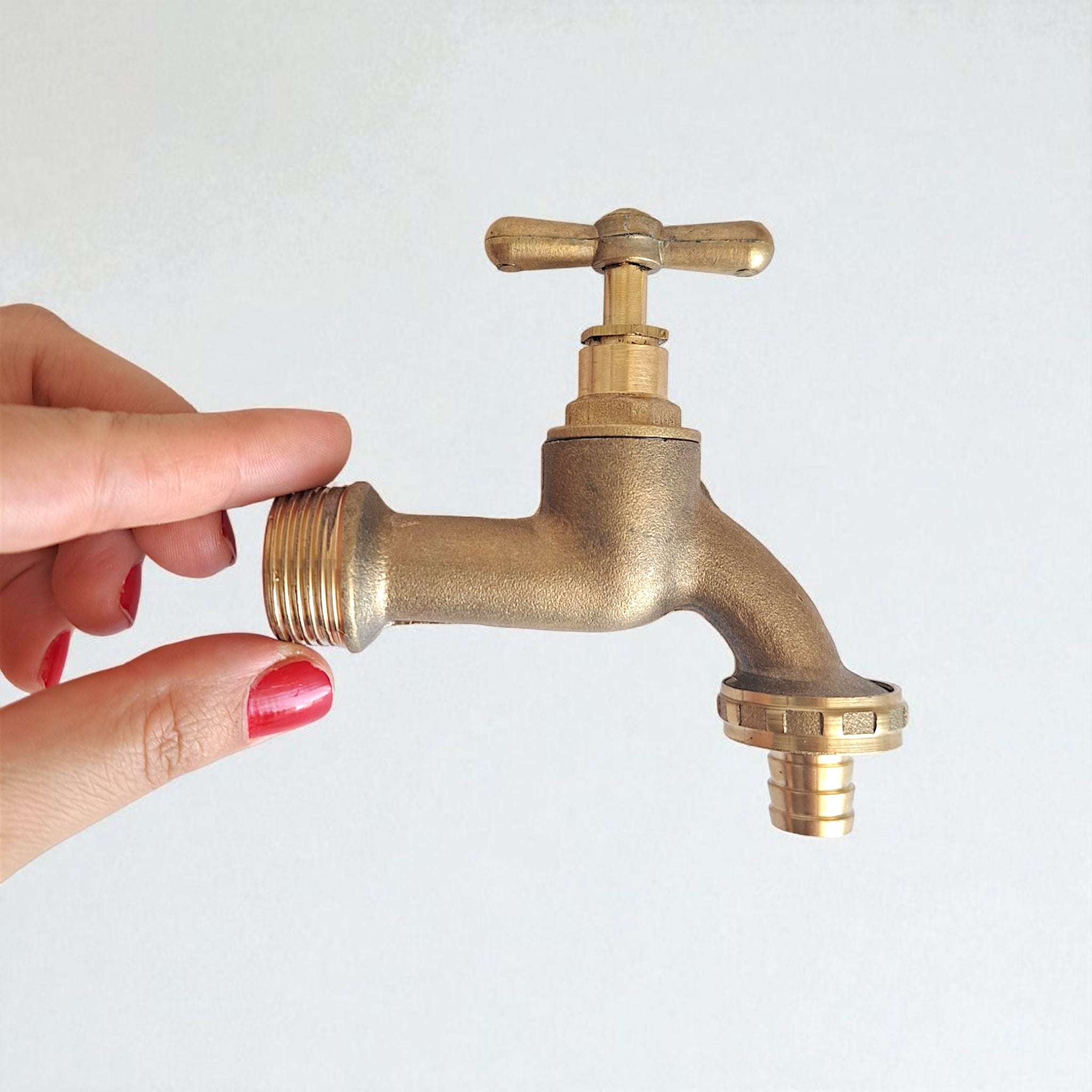 Vintage Brass Garden Tap - Handcrafted Antique Style Outdoor Faucet for Hose Bib Spigot