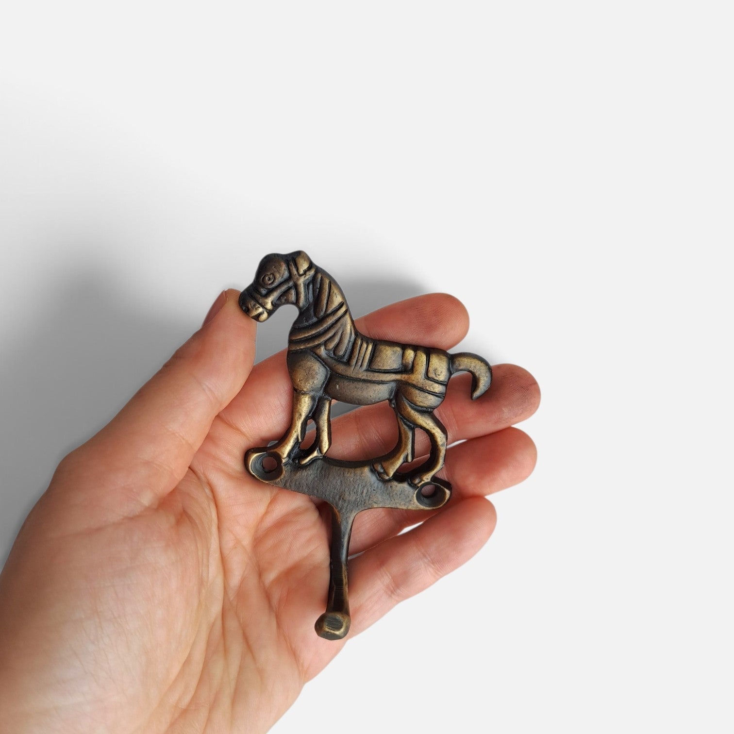 Brass Horse Wall Hook | Vintage Equestrian Coat & Robe Hanger