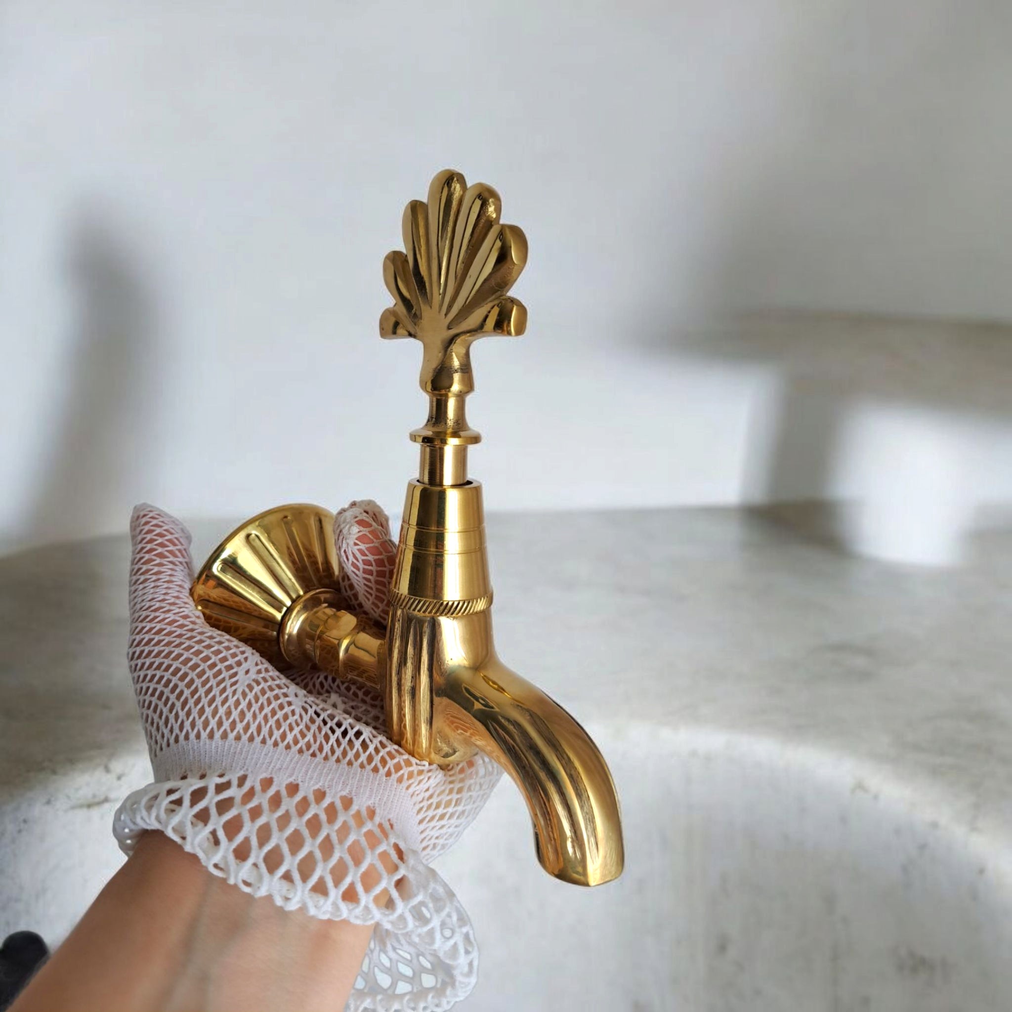 Handmade Vintage Brass Wall Faucet – Ottoman Style Turkish Bath Tap