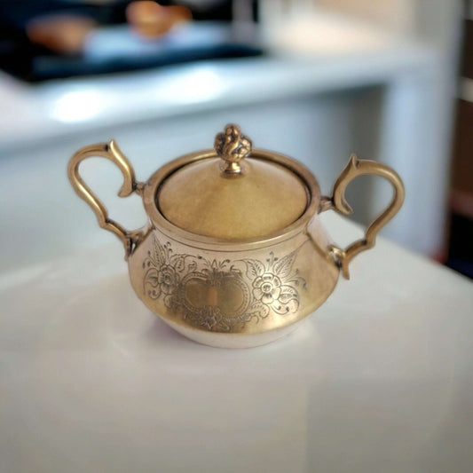 Vintage Engraved Brass Bowl - Gold EPNS Decorative Piece
