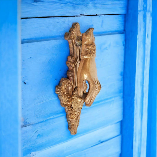 Vintage Brass Hand Door Knocker – Fatima’s Hand Design