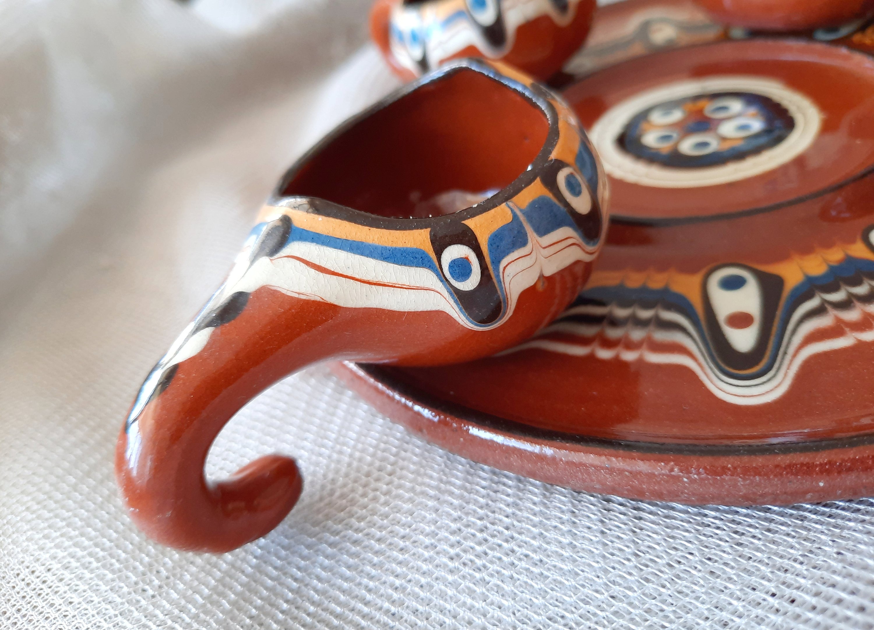 Handmade Terracotta Gravy Boat Set – 4 Pots & 1 Plate, Traditional Turkish 