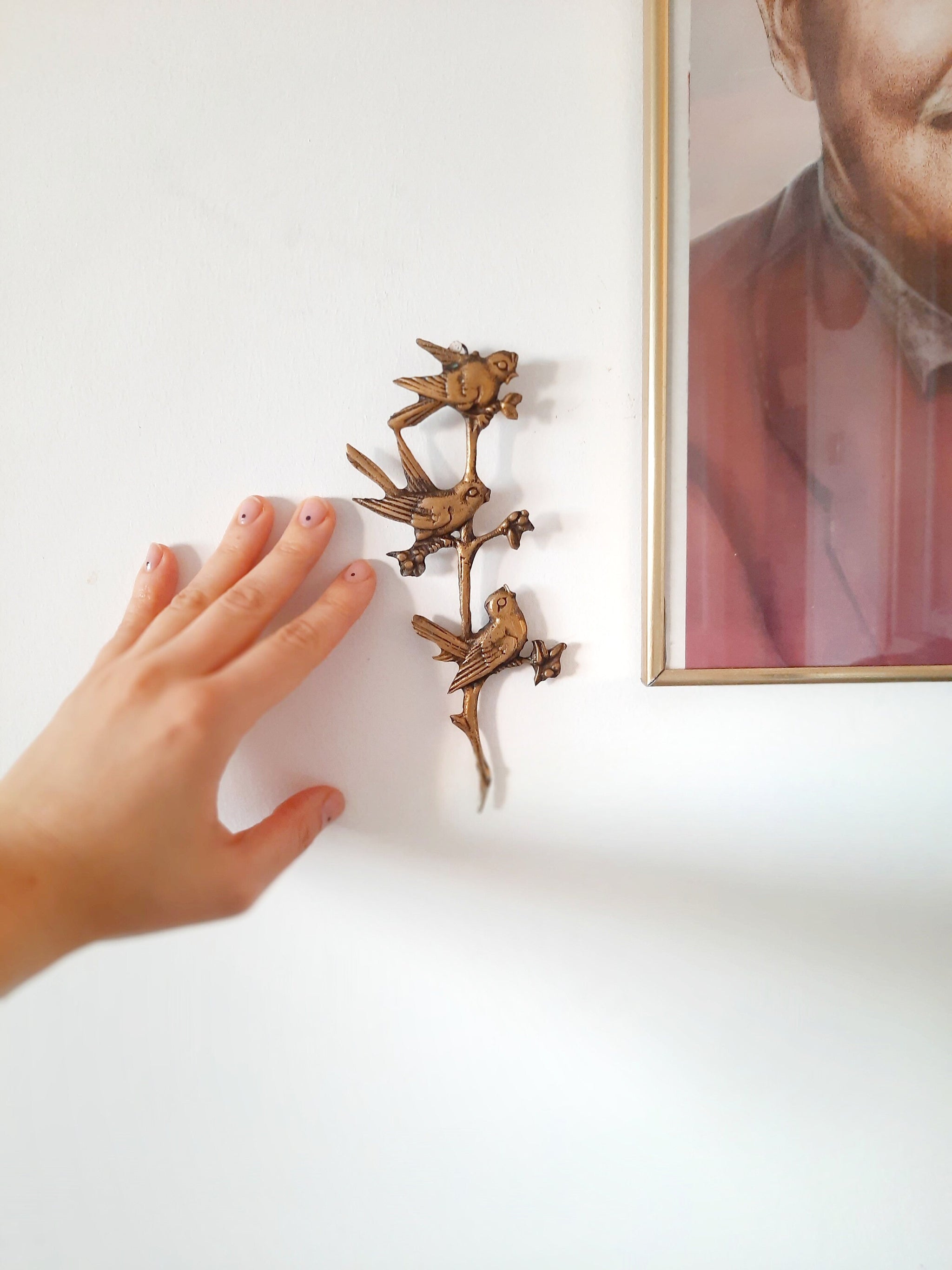 Brass Wall Decor set of 2, Brass Swan and Brass Birds