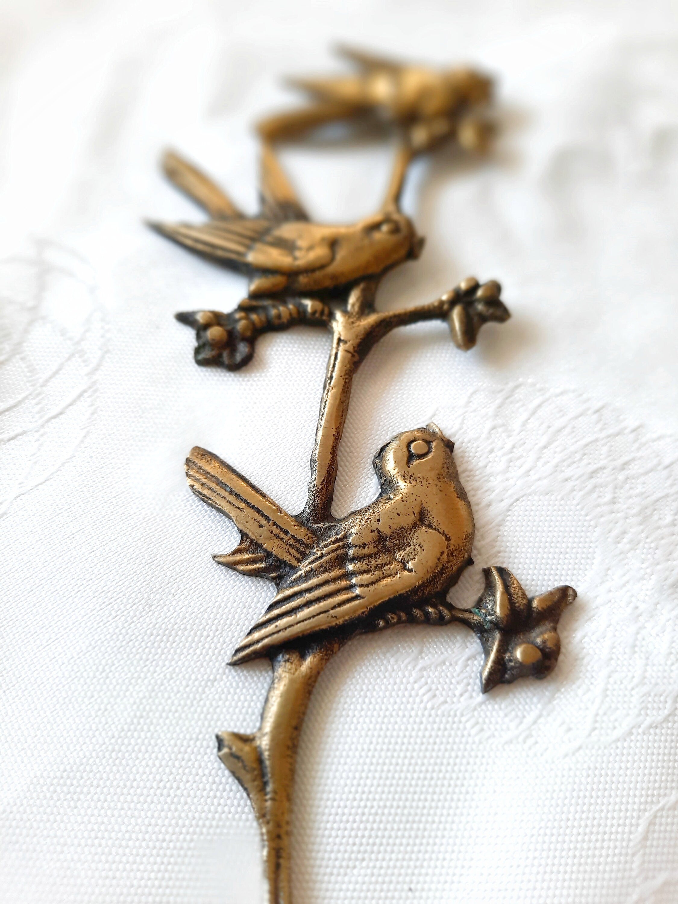 Brass Wall Decor set of 2, Brass Swan and Brass Birds