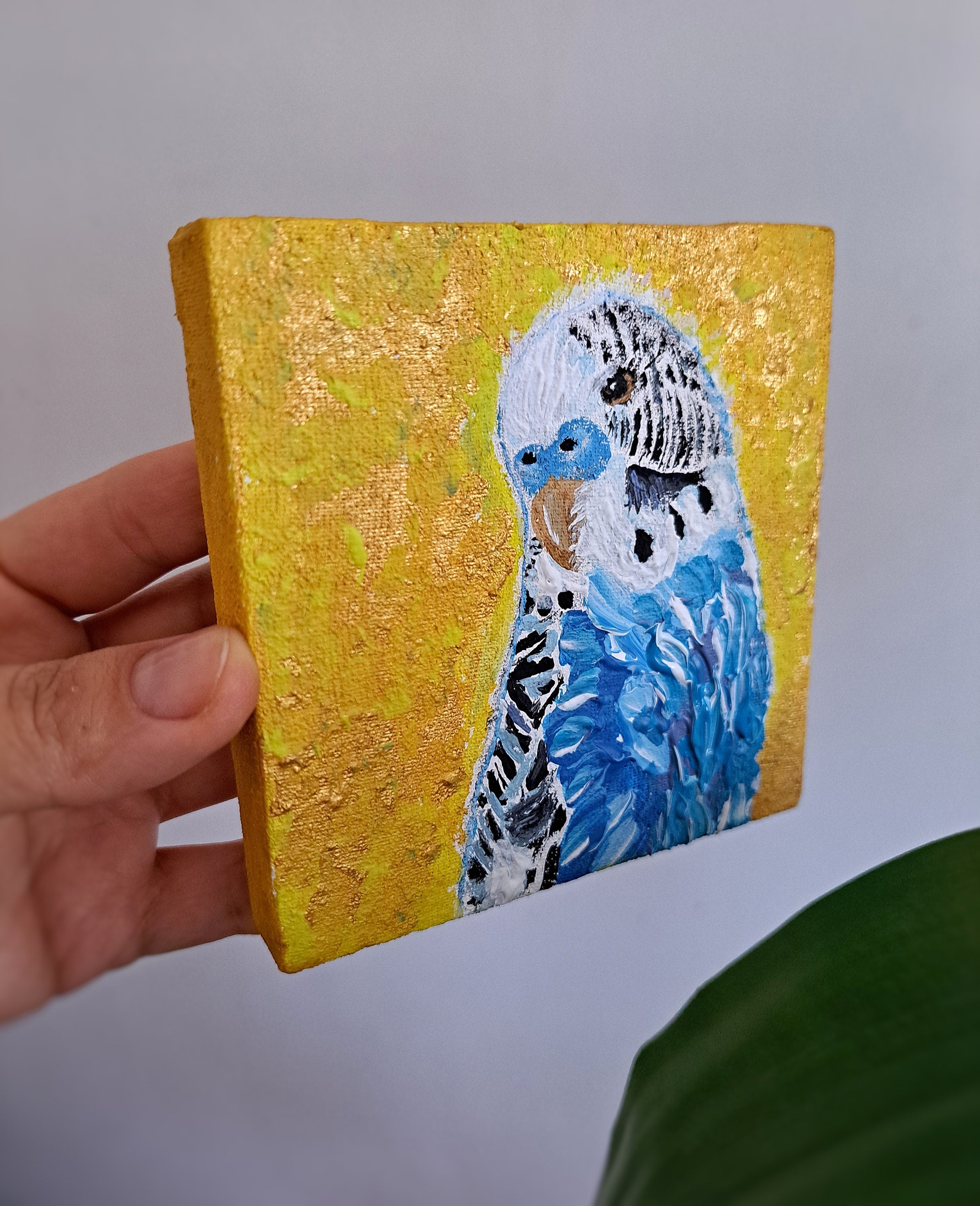 Handmade Acrylic Painting – Parrot & Bluebird, 3D Effect, 4