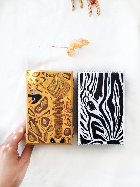 ahşap mücevher kutusu el yapımı Afrika hayvanları