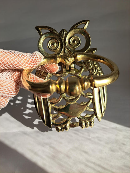 Gold Brass Owl Door Knocker – Handcrafted Unique Design