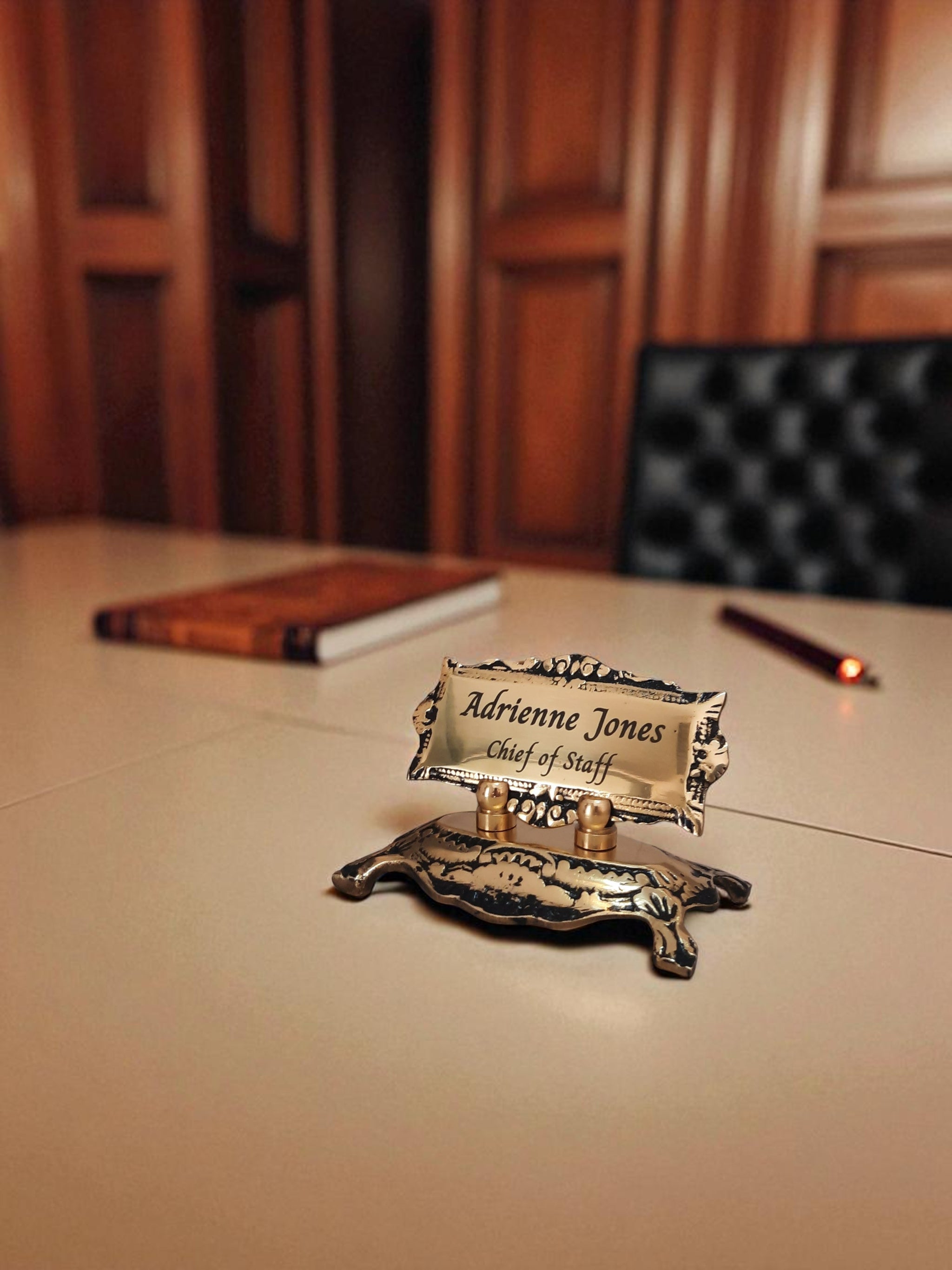 Personalized Brass Desk Name Plate – Custom Office Name Sign – Engraved Solid Brass Nameplate