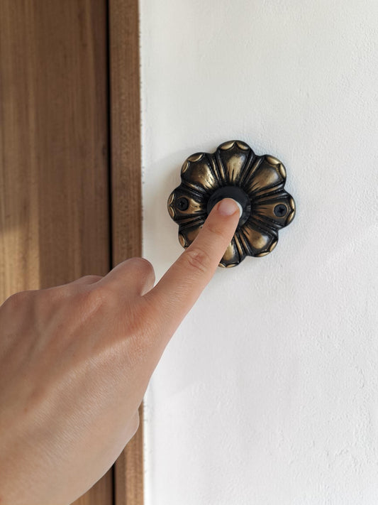 push button vintage brass doorbell
