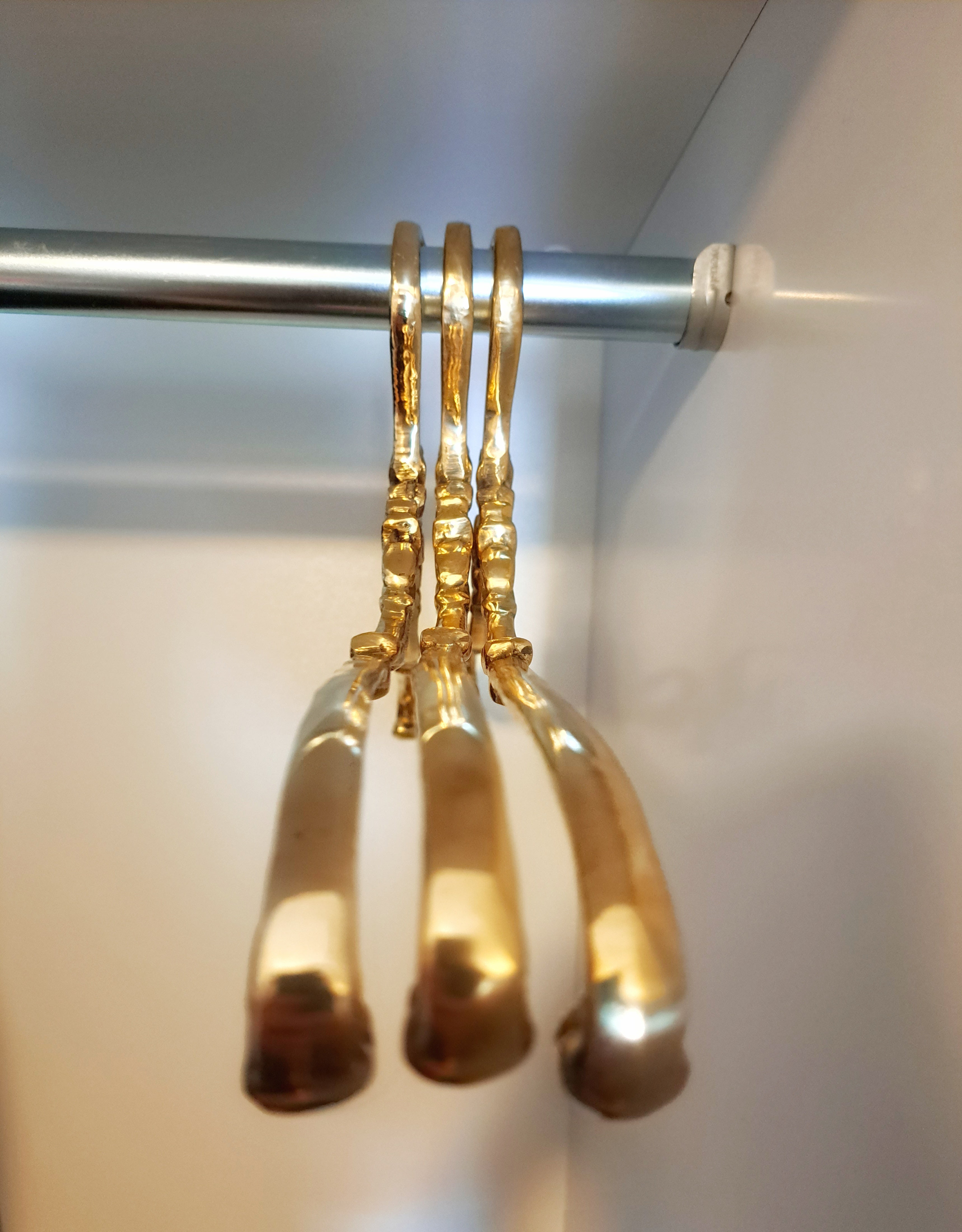 Handmade Solid Brass Clothes Hanger – Vintage Gold Garment Hanger for Luxury Closet & Wardrobe Display