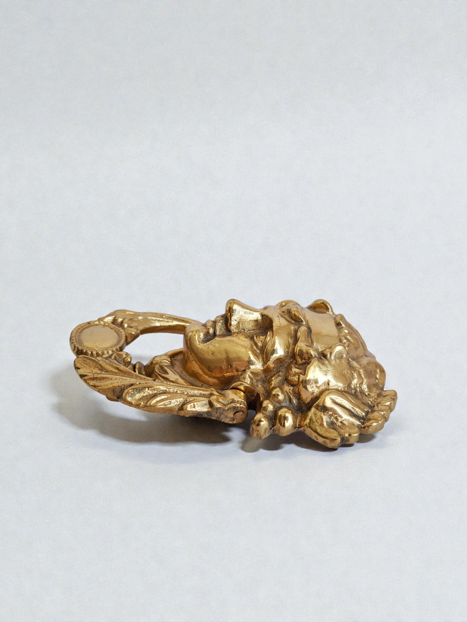 Elegant Grecian Goddess Dionysus Brass Door Knocker – Mirror Gold Finish, 19cm