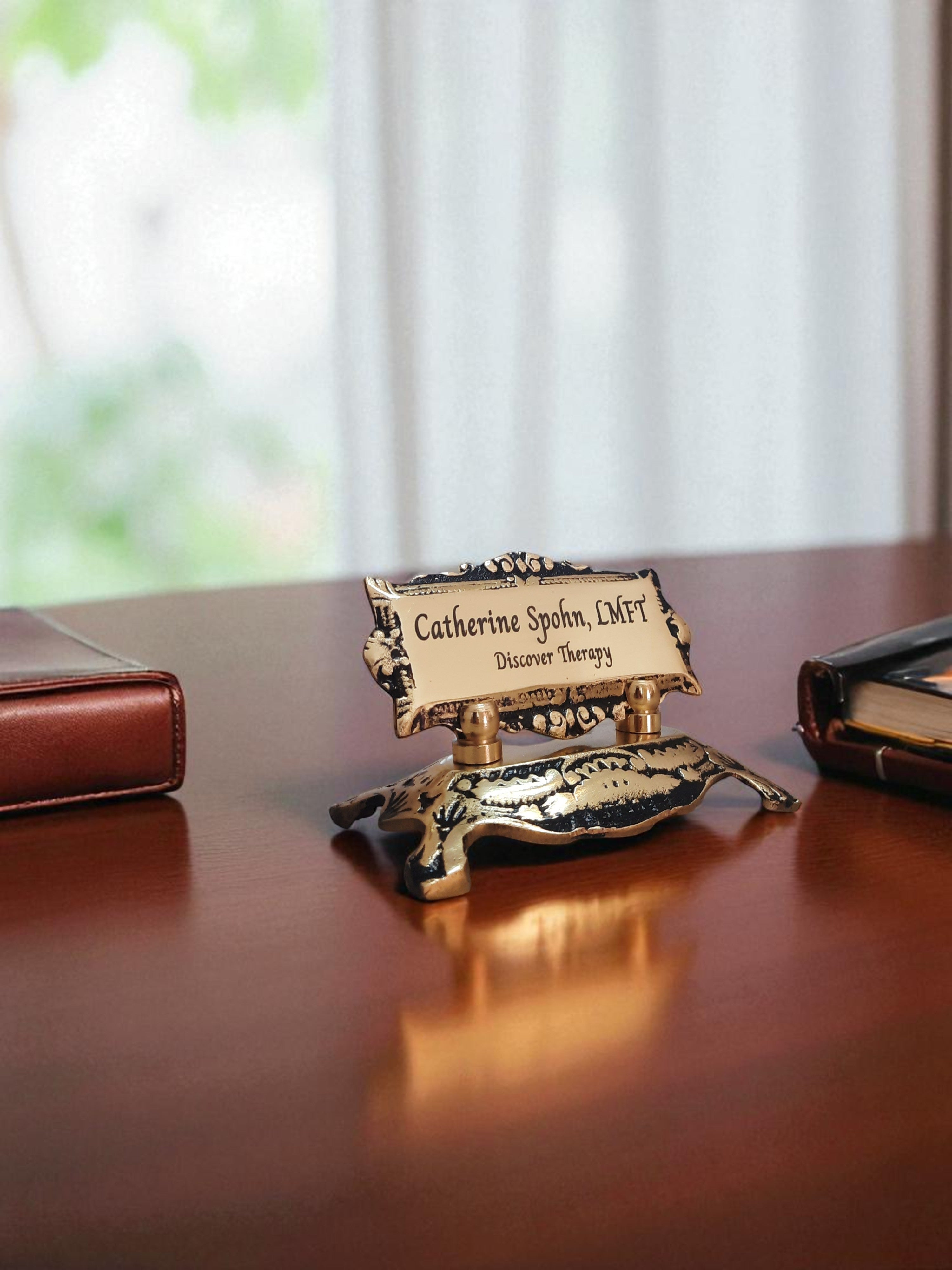 Personalized Brass Desk Name Plate – Custom Office Name Sign – Engraved Solid Brass Nameplate