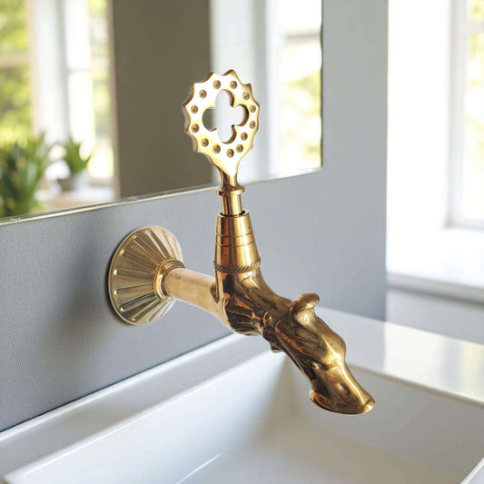 Ottoman Brass Faucet – Vintage Style Animal Head Wall Tap